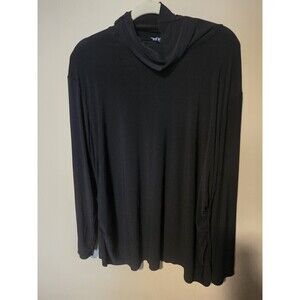 Sami & Jo Funnel Neck Top Long Sleeve Black Modal Spandex Soft Plus Size 3x